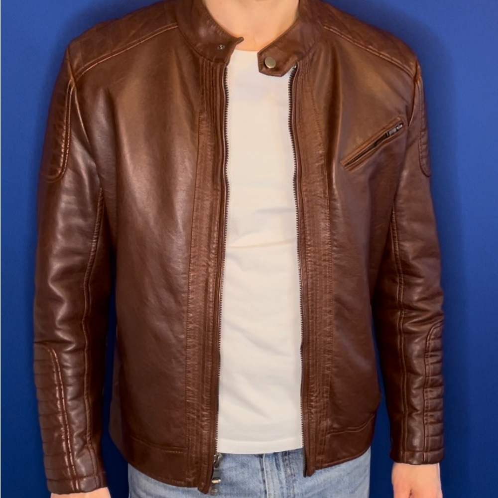 Pronto Uomo Brown Moto Jacket
